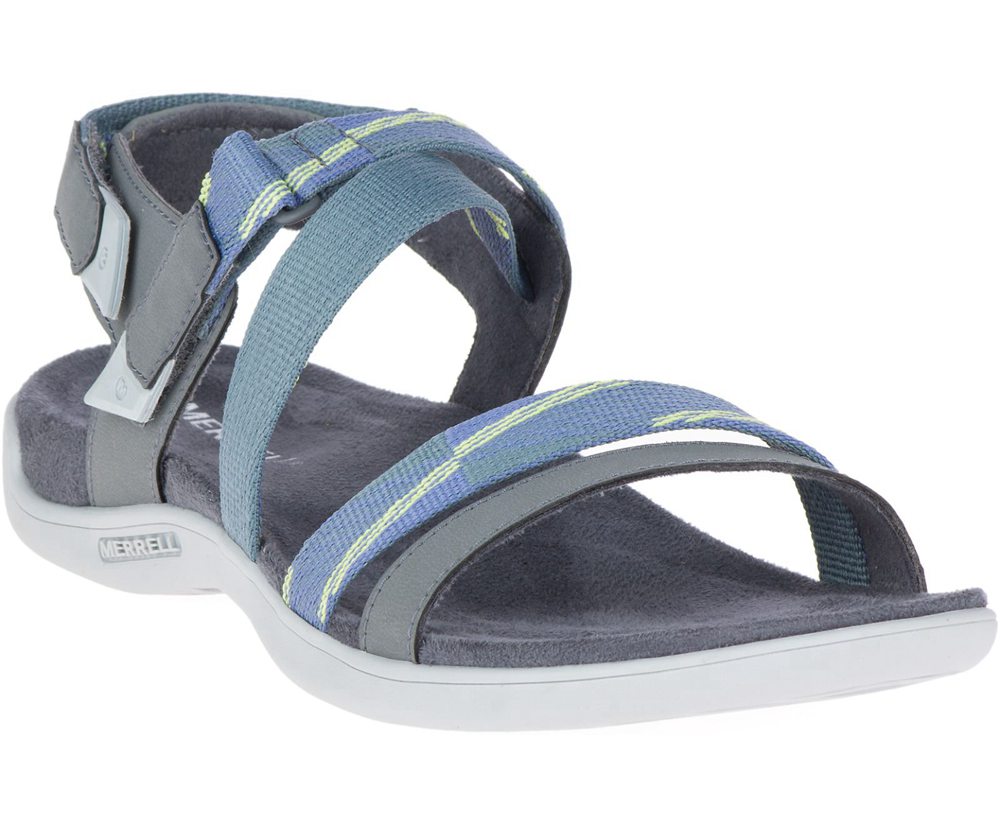 Merrell Sandals Grey/Blue - District Mendi Backstrap - Womens 87SWPTUHX